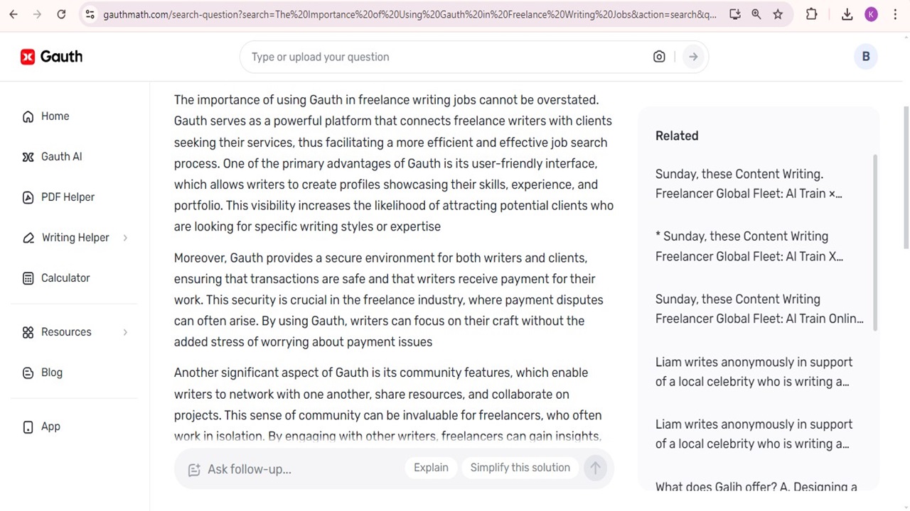 The Importance of Using Gauth in Freelance Writing Jobs